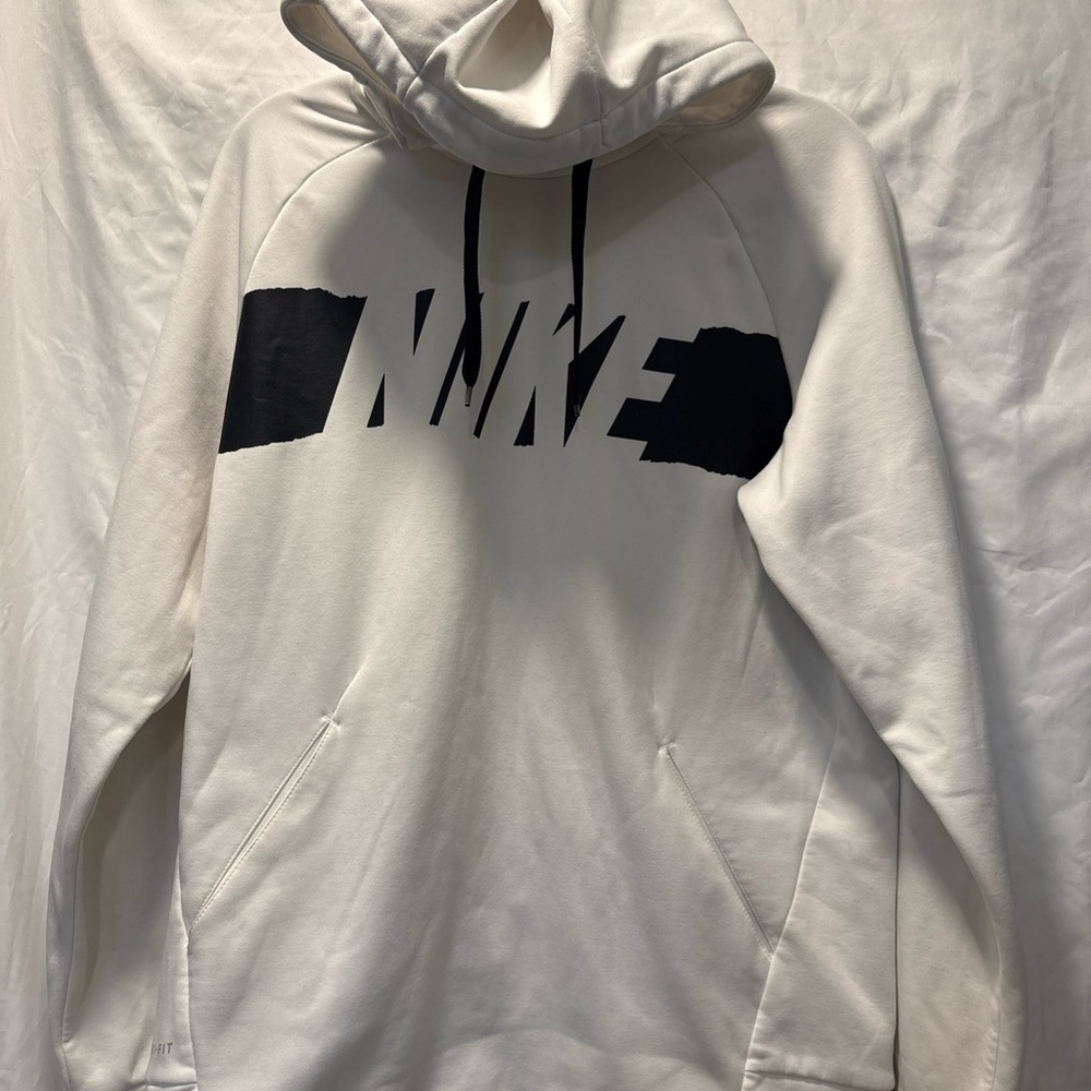 Nike Club Fleece Men's Pullover Hoodie White/Black Size M | Sweatshirt